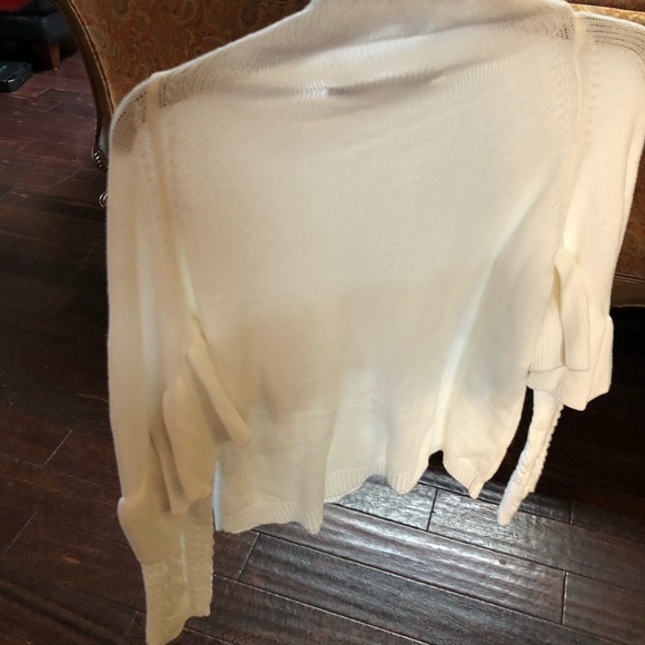 $395 !!! NAADAM Women Volta Ruffle Mock Neck Cable White Pullover Size S! 🤩 ST - Picture 8 of 14